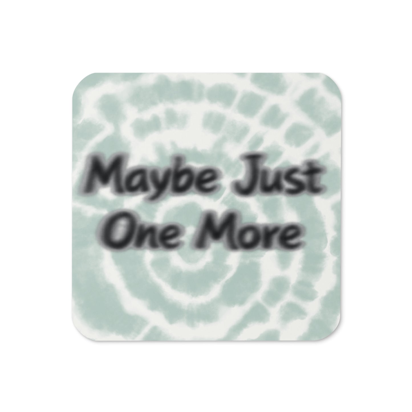Blurry cork-back coaster with sublimation print, featuring abstract design on a wooden surface, by wayward.biz.