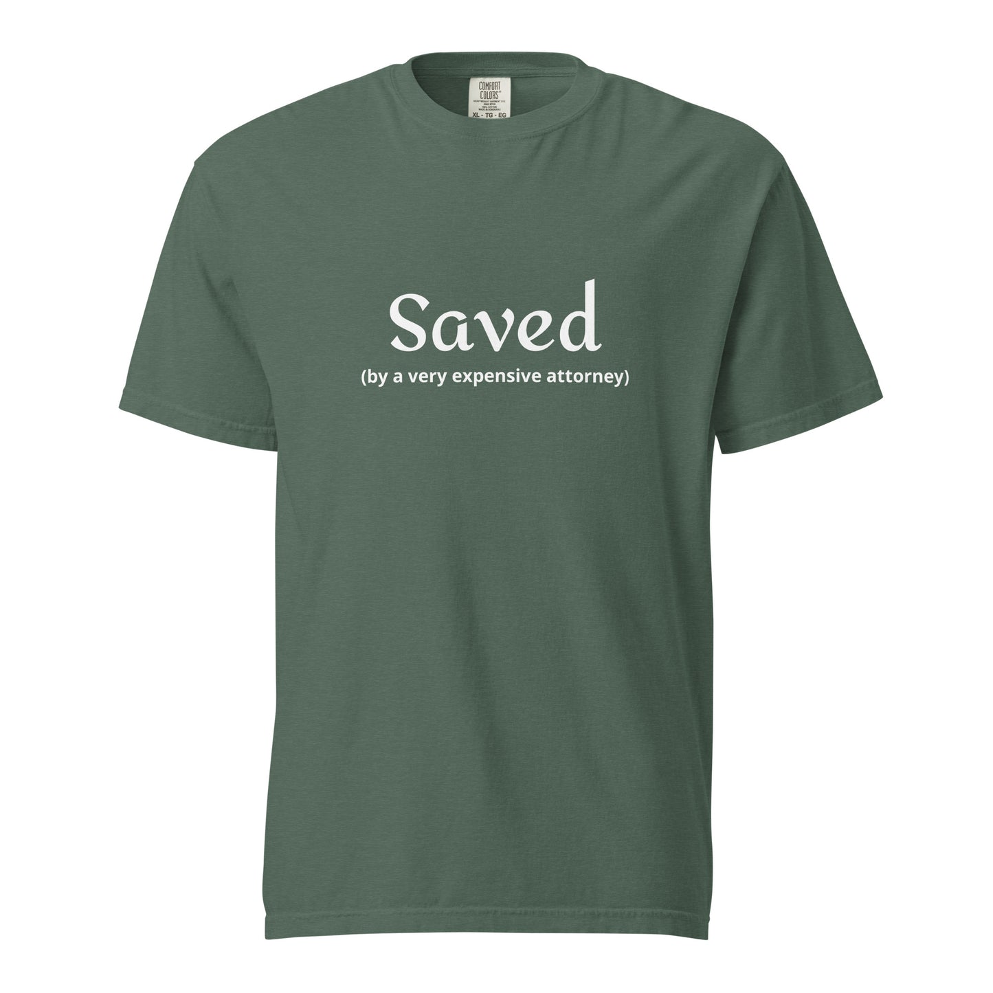 Unisex heavyweight T-shirt in blue spruce by wayward.biz, featuring a garment-dyed finish and classic crew neck style.