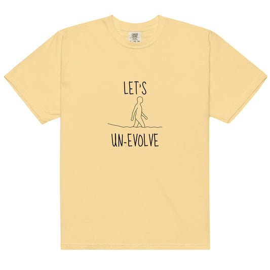Unisex garment-dyed heavyweight Wayward.biz T-shirt in butter color, front view showing soft, durable fabric and casual fit.