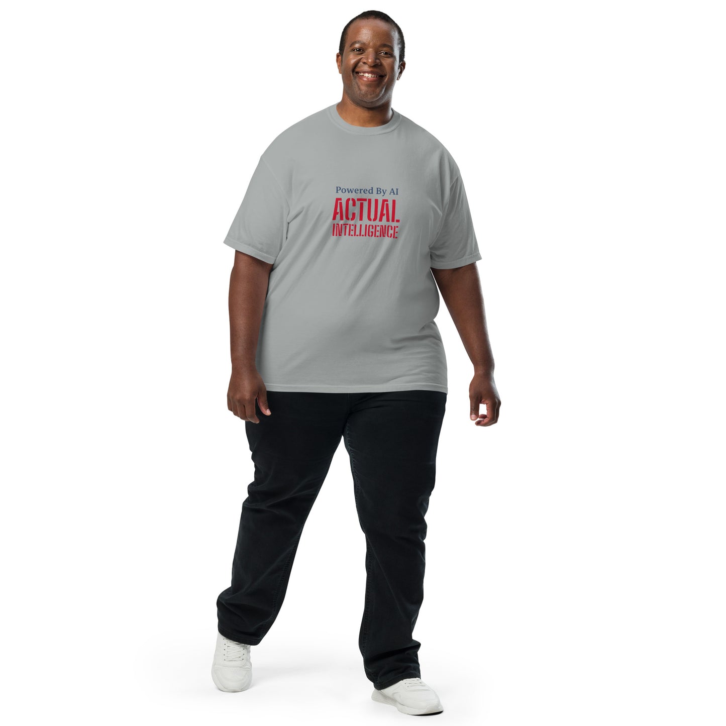 Unisex garment-dyed heavyweight T-shirt by wayward.biz in granite color, front view showing soft, durable fabric.