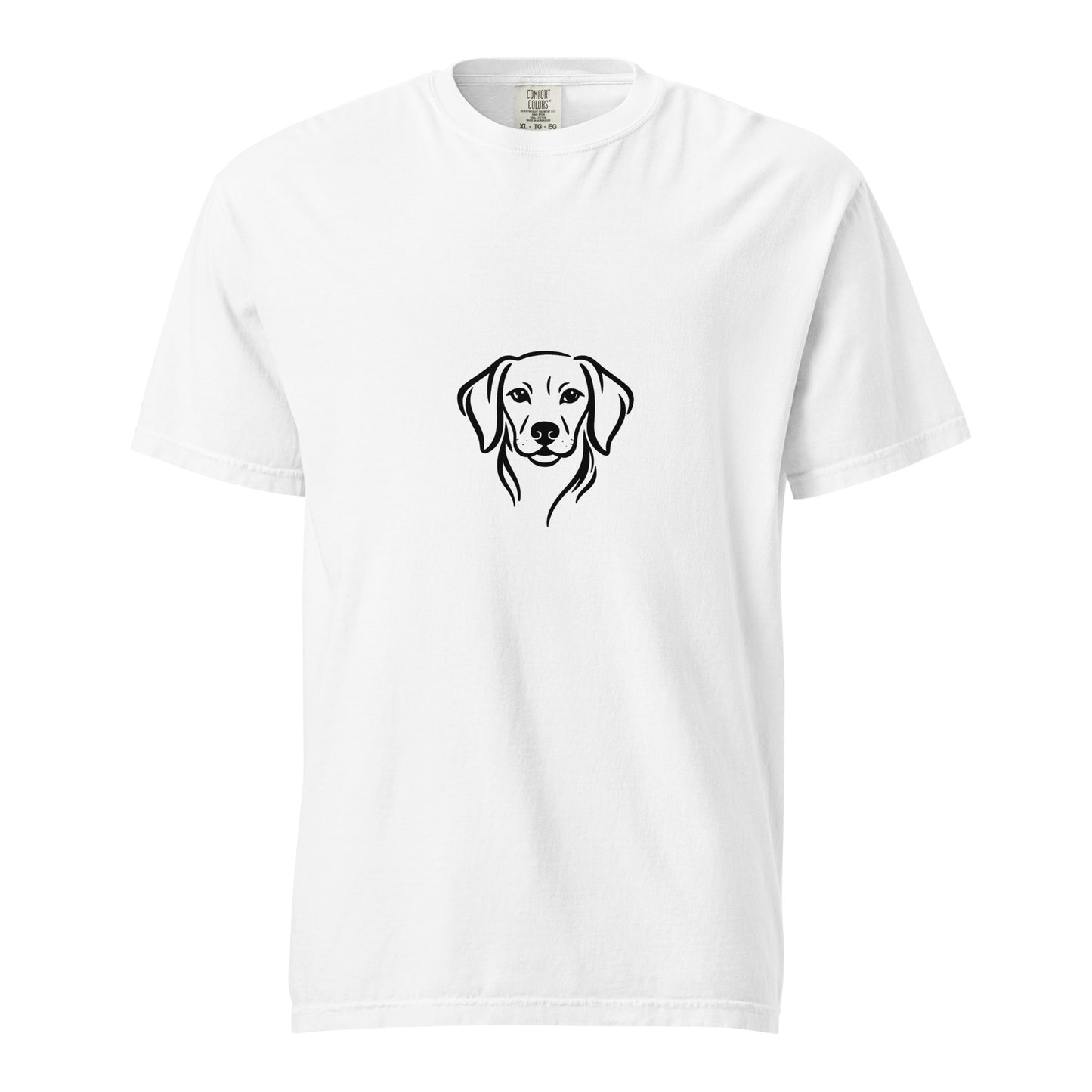 Unisex white heavyweight T-shirt by wayward.biz featuring a Dachshund graphic on the front, garment-dyed for a soft, vintage look.