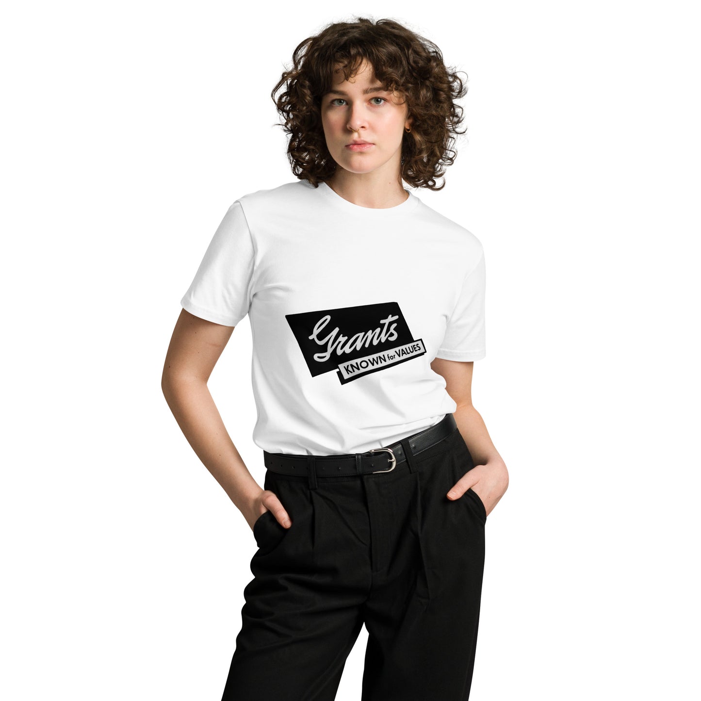 White unisex premium T-shirt by Wayward.biz featuring a clean front design, perfect for casual wear and everyday style.