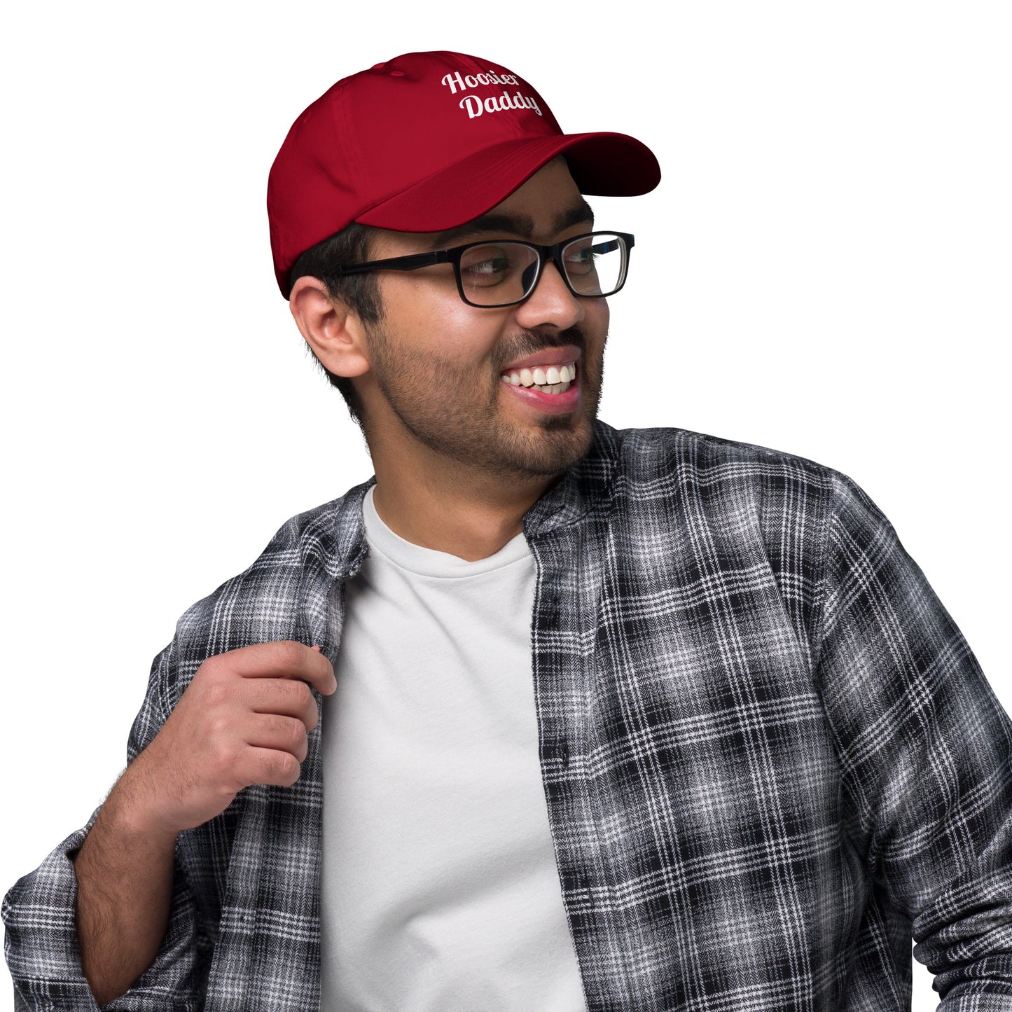 Wayward.biz Hoosier Daddy Dad hat in classic cranberry color, showing the front view of the stylish baseball cap.