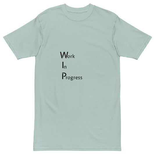 Men's premium heavyweight T-shirt in agave color by wayward.biz, front view showcasing a comfortable, durable men's t-shirt.