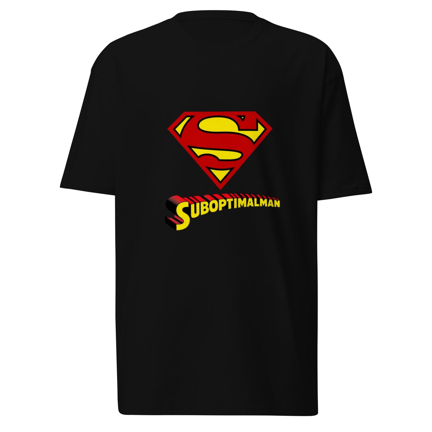 Black men's heavyweight T-shirt by wayward.biz, front view showing a comfortable, premium men's T-shirt with a classic fit.