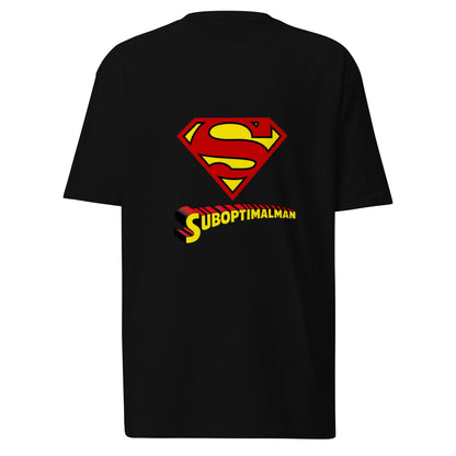 Black men's heavyweight T-shirt by wayward.biz, front view showing a comfortable, premium men's T-shirt with a classic fit.