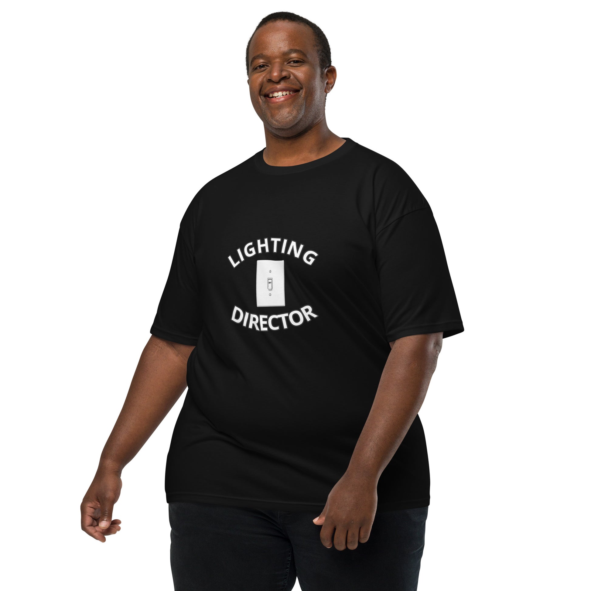 Men's black heavyweight T-shirt by Wayward.biz, front view showcasing the classic crew neck and durable fabric.