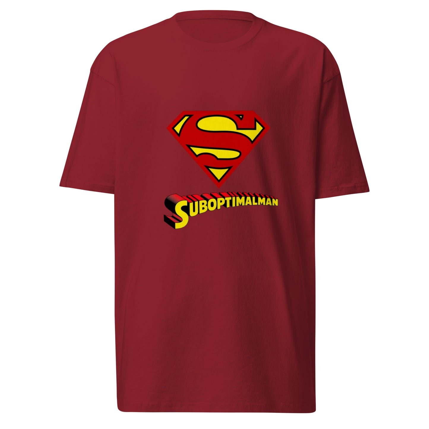 Men's premium heavyweight T-shirt in brick red from wayward.biz, front view showcasing soft fabric and classic fit.