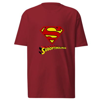 Men's premium heavyweight T-shirt in brick red from wayward.biz, front view showcasing soft fabric and classic fit.