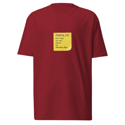 Men's premium heavyweight brick red T-shirt from wayward.biz with a front view, showcasing soft fabric and classic fit.