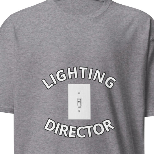 Men's premium heavyweight T-shirt in carbon grey from Lighting Director by wayward.biz, front view showing soft fabric and classic fit.