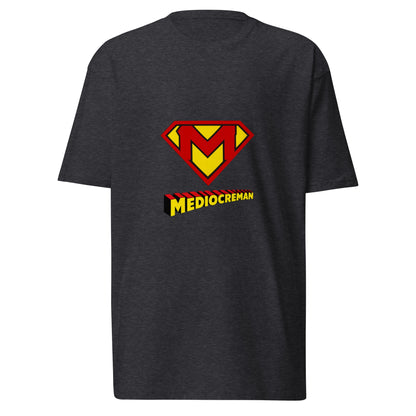 Men's Mediocreman premium heavyweight T-shirt in charcoal heather, front view showcasing soft fabric and classic fit.