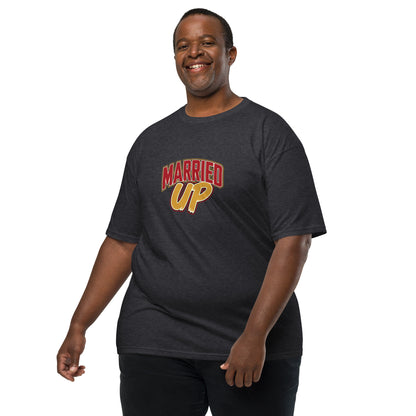 Charcoal heather Married Up men's premium heavyweight T-shirt with a classic crew neck and relaxed fit.
