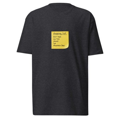 Men's premium heavyweight T-shirt by wayward.biz in charcoal heather, front view showing comfortable fit and soft fabric texture.
