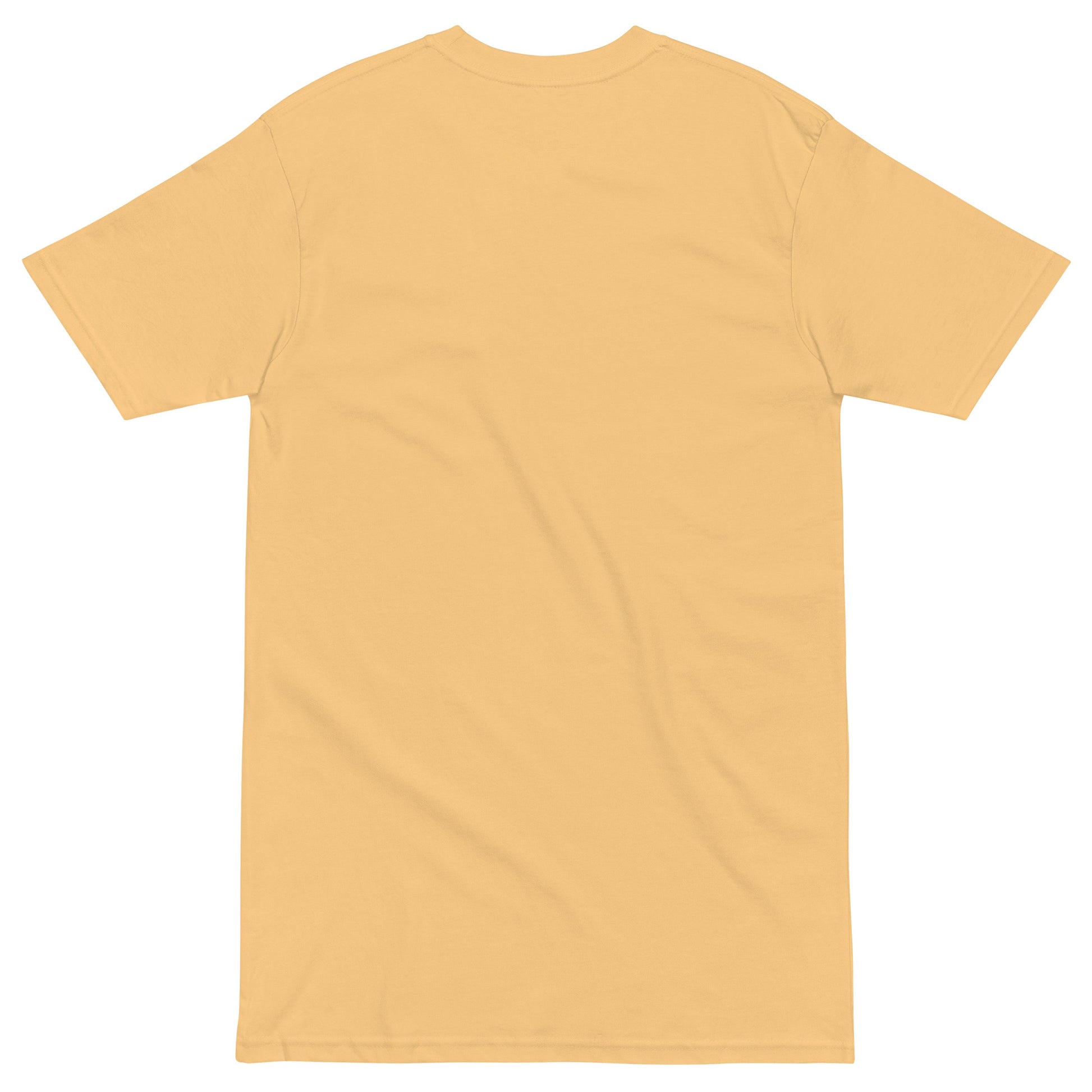 Men's premium heavyweight T-shirt by wayward.biz in vintage gold with a back design, showcasing durable fabric and classic fit.