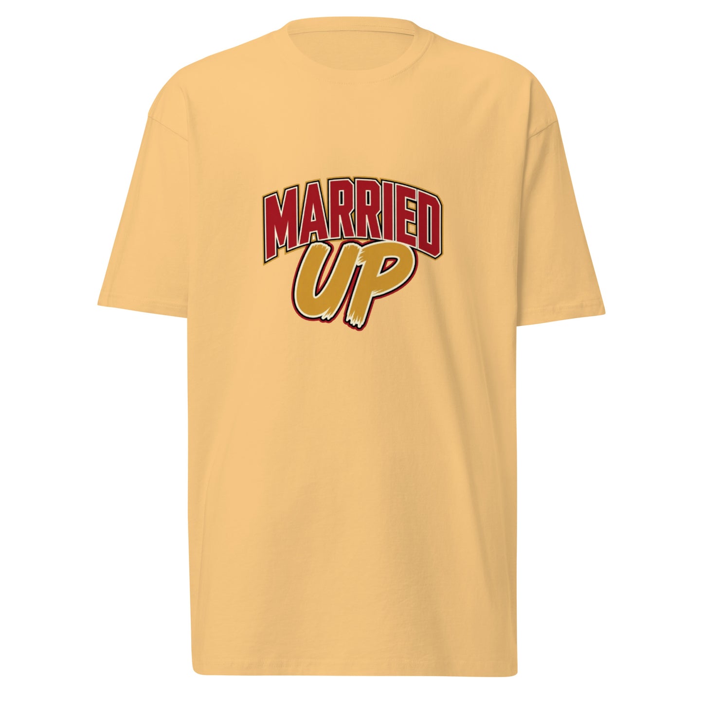 Men's premium heavyweight T-shirt by wayward.biz in vintage gold color, featuring a classic fit and soft fabric.