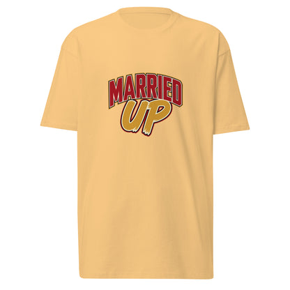 Men's premium heavyweight T-shirt by wayward.biz in vintage gold color, featuring a classic fit and soft fabric.