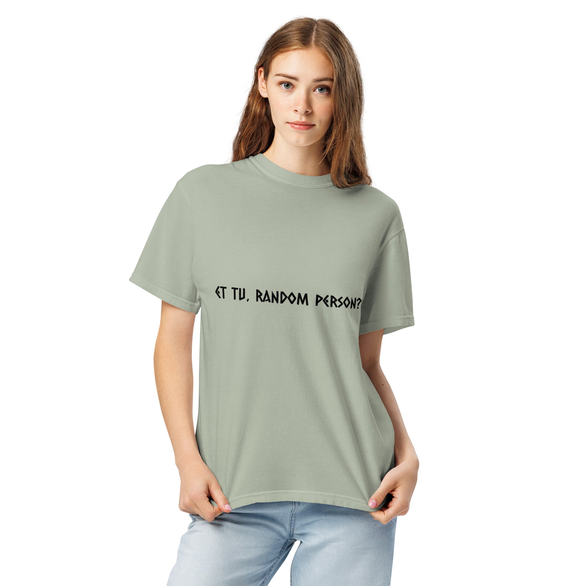Unisex garment-dyed heavyweight T-shirt from wayward.biz in light color, shown front view with casual fit and soft fabric texture.