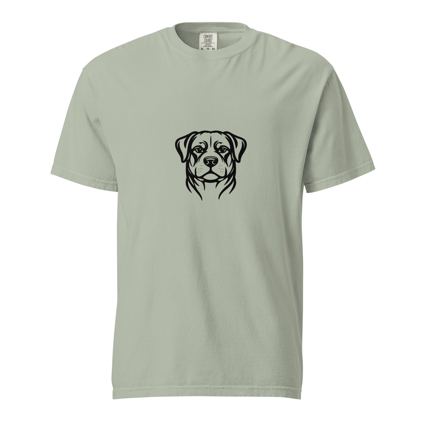 Unisex Rottweiler garment-dyed heavyweight T-shirt in a bay front color, showcasing a relaxed fit and durable fabric.