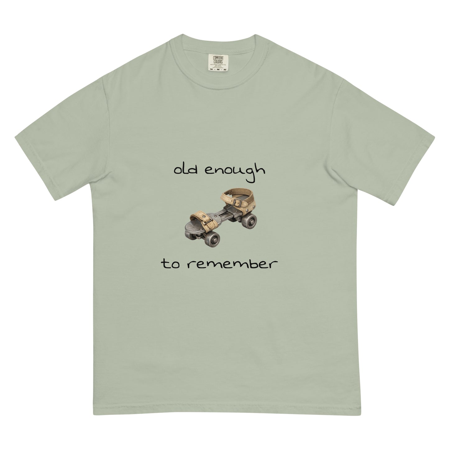 Unisex steel roller skates graphic T-shirt from wayward.biz, garment-dyed heavyweight cotton, casual streetwear style.