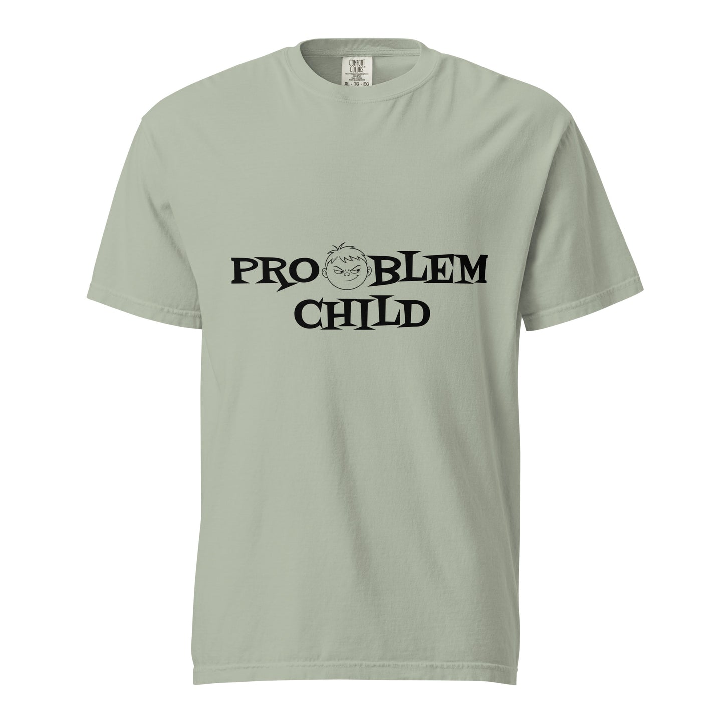 Unisex garment-dyed heavyweight T-shirt with bay front design from Problem Child by wayward.biz, showcasing a casual fit and durable fabric.