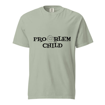 Unisex garment-dyed heavyweight T-shirt with bay front design from Problem Child by wayward.biz, showcasing a casual fit and durable fabric.
