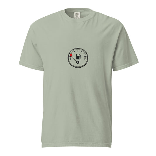 Unisex garment-dyed heavyweight T-shirt with a bay front design by wayward.biz, showing the soft fabric and relaxed fit.