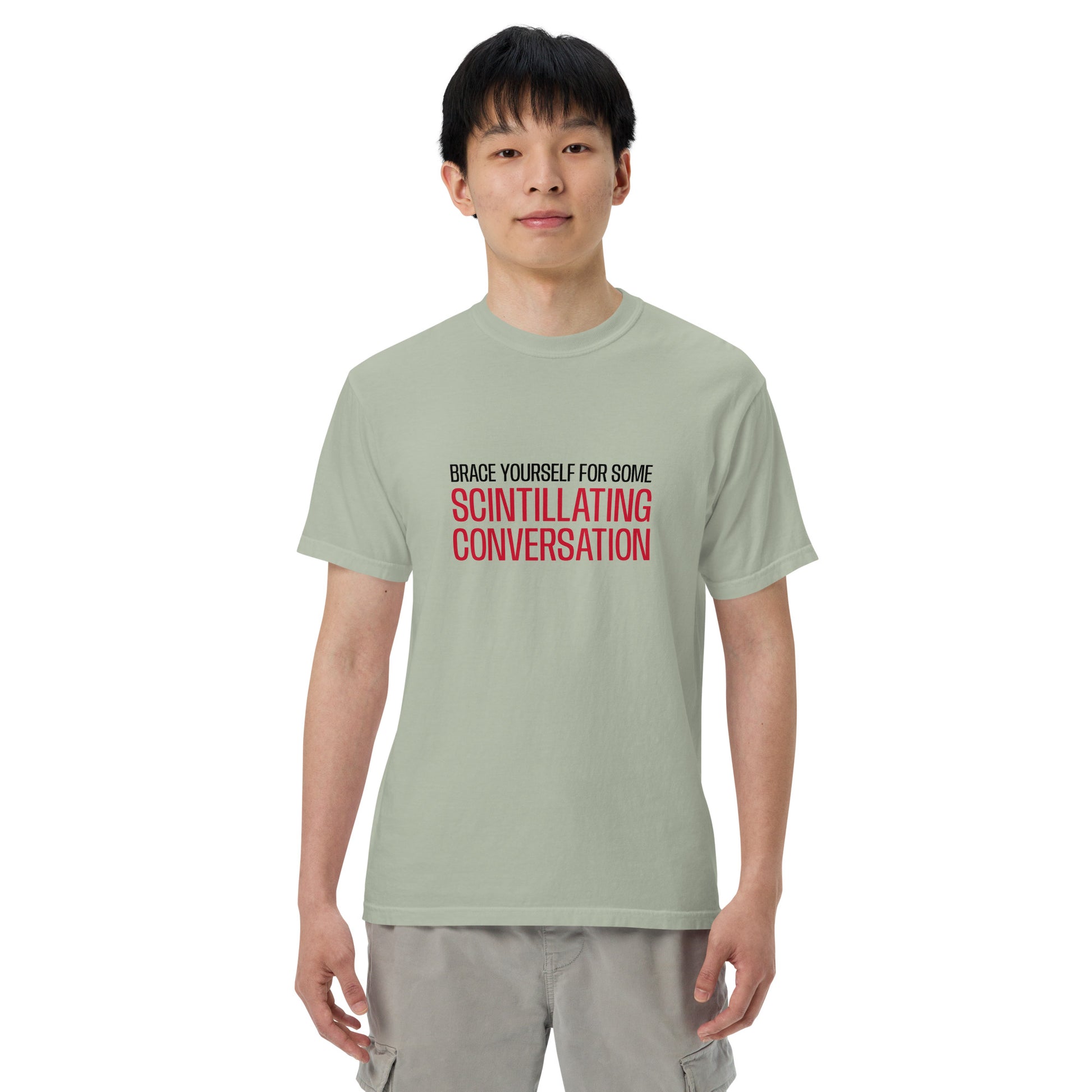 Unisex garment-dyed heavyweight T-shirt with Bay front design by wayward.biz, showcasing a casual and durable style.