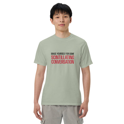 Unisex garment-dyed heavyweight T-shirt with Bay front design by wayward.biz, showcasing a casual and durable style.