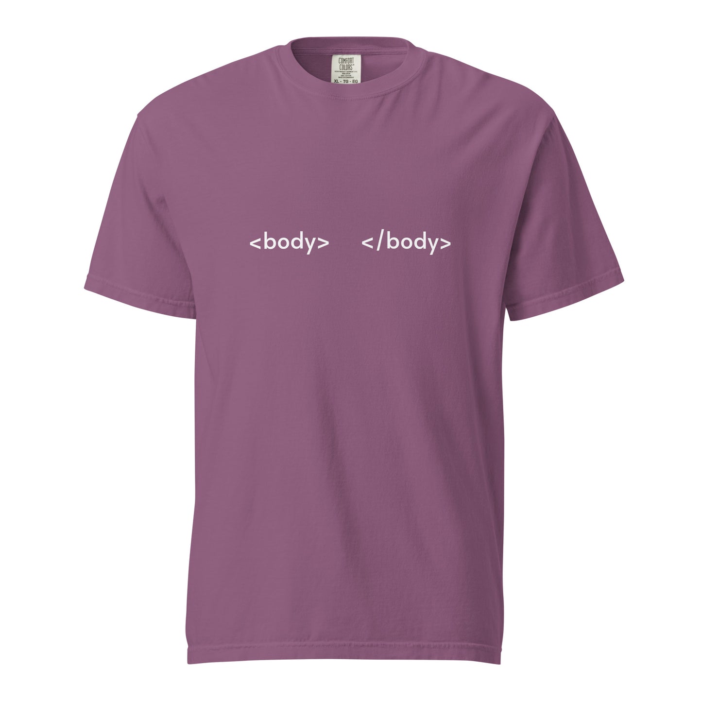 Unisex garment-dyed heavyweight T-shirt in berry color from wayward.biz, front view showing soft fabric and relaxed fit.
