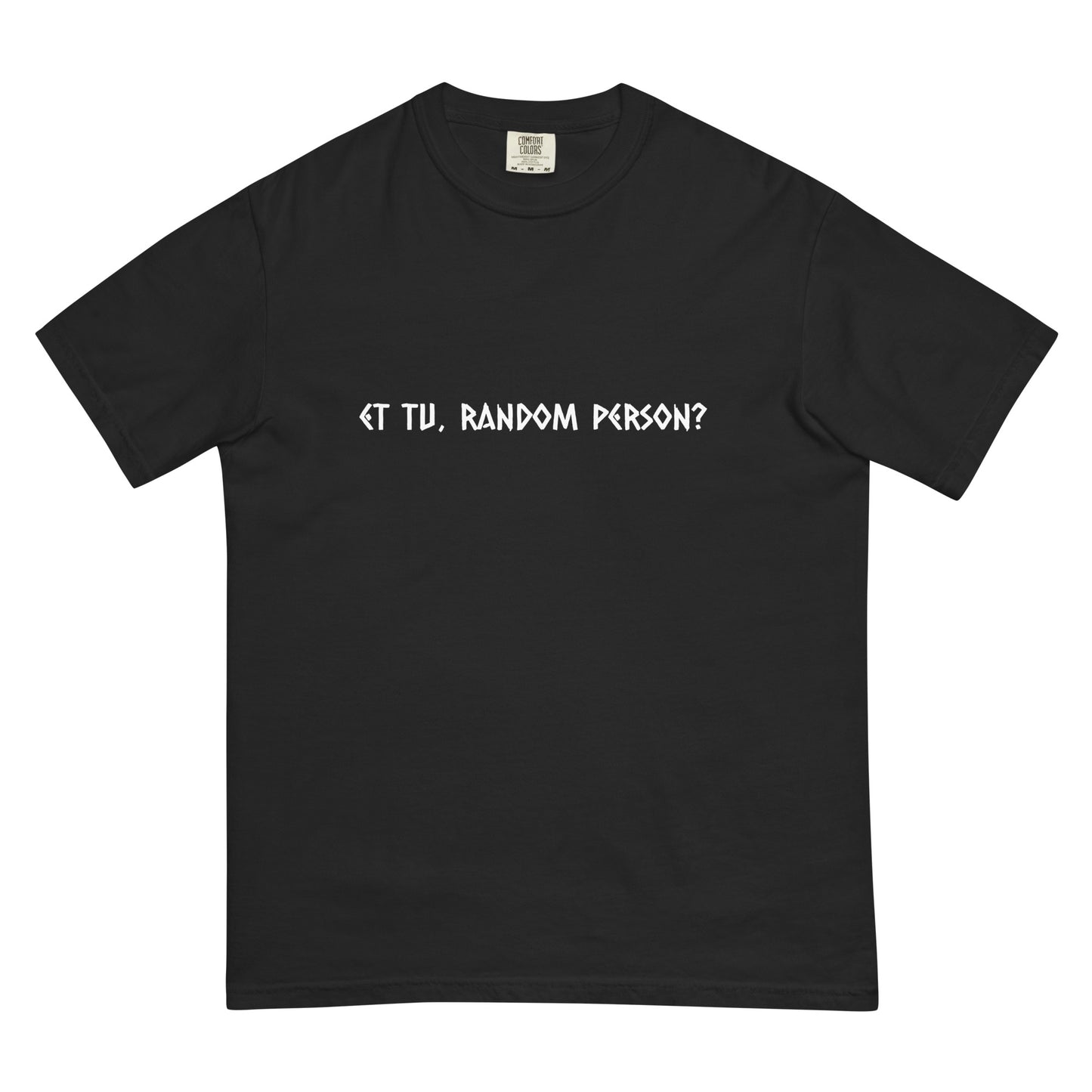 Black unisex garment-dyed heavyweight T-shirt from wayward.biz, shown front view with a casual fit and soft fabric texture.