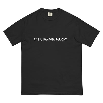 Black unisex garment-dyed heavyweight T-shirt from wayward.biz, shown front view with a casual fit and soft fabric texture.