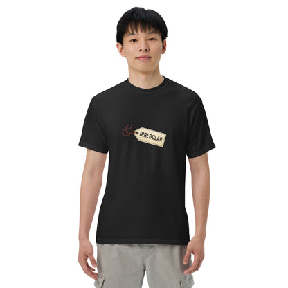 Unisex black heavyweight garment-dyed T-shirt by wayward.biz, front view showing soft, durable fabric and relaxed fit.