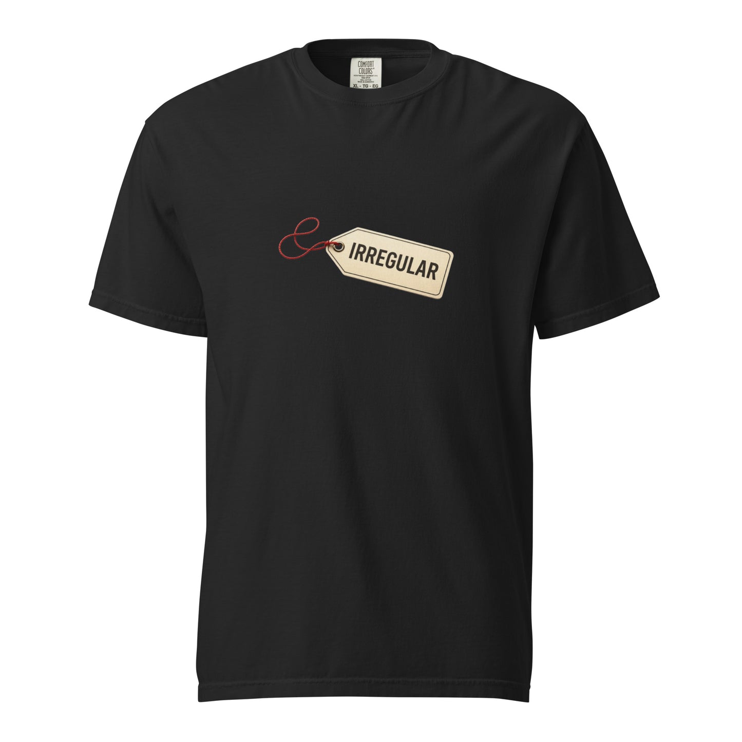 Unisex black garment-dyed heavyweight T-shirt by wayward.biz, front view showing relaxed fit and soft, durable fabric.