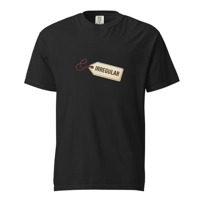 Unisex black garment-dyed heavyweight T-shirt by wayward.biz, front view showing relaxed fit and soft, durable fabric.