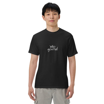 Black unisex heavyweight T-shirt by wayward.biz with garment-dyed finish, shown from the front.