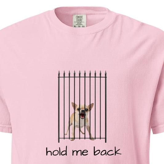 Unisex garment-dyed heavyweight T-shirt by wayward.biz with blossom front design, soft fabric, and relaxed fit.