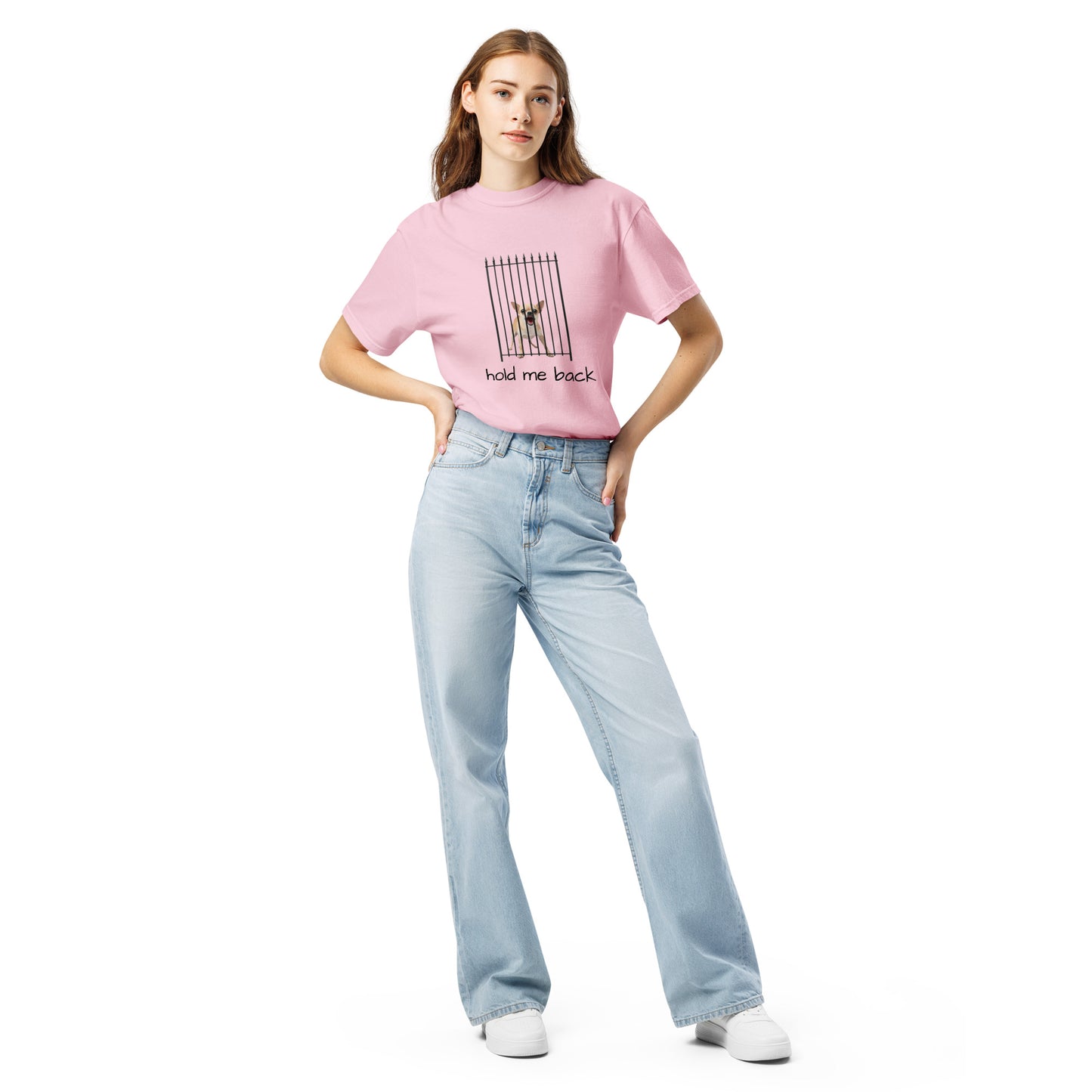 Unisex garment-dyed heavyweight T-shirt by wayward.biz with blossom design, front view showing soft fabric and casual fit.