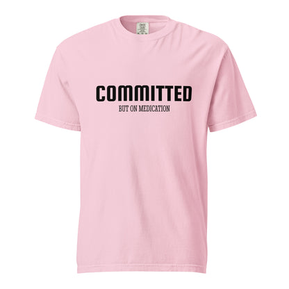 Unisex garment-dyed heavyweight T-shirt by Wayward.biz with blossom design on front, casual style, and comfortable fit.