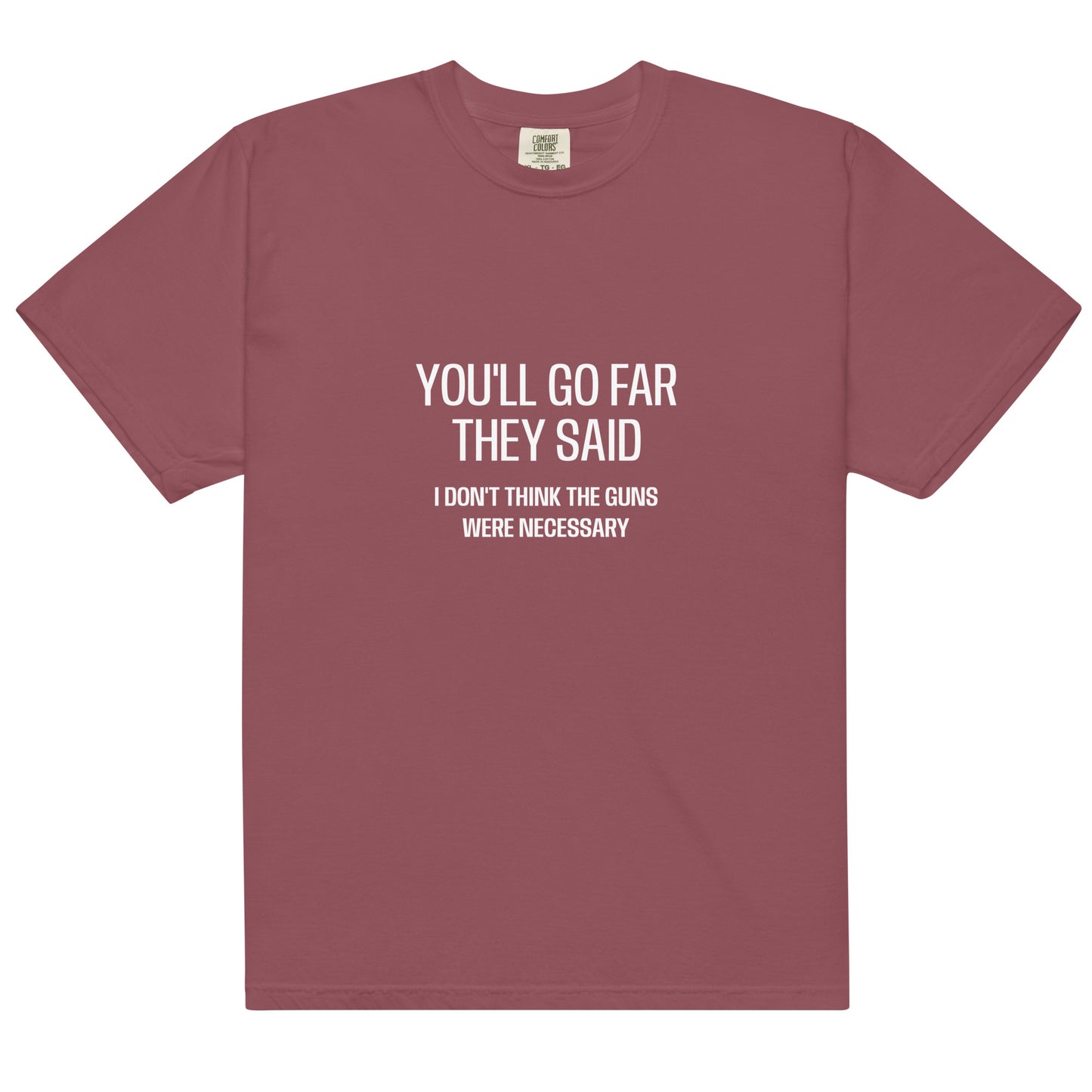 Unisex garment-dyed heavyweight T-shirt in brick color with a front view, showcasing casual style and durable fabric.