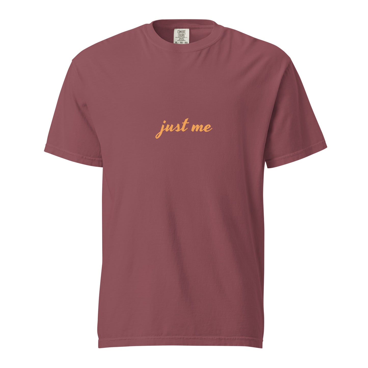 Unisex garment-dyed heavyweight t-shirt in brick color, featuring a classic fit and soft fabric from wayward.biz.