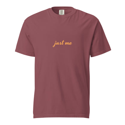 Unisex garment-dyed heavyweight t-shirt in brick color, featuring a classic fit and soft fabric from wayward.biz.