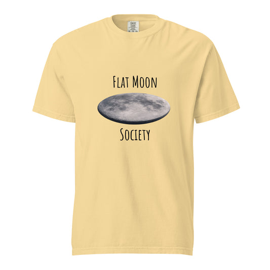 Unisex garment-dyed heavyweight light T-shirt from Flat Moon Society, shown in butter color with a front view.