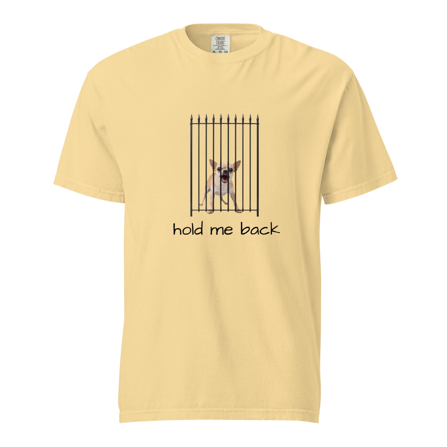 Unisex garment-dyed heavyweight T-shirt by wayward.biz with a butter-colored front, casual and comfortable fit.