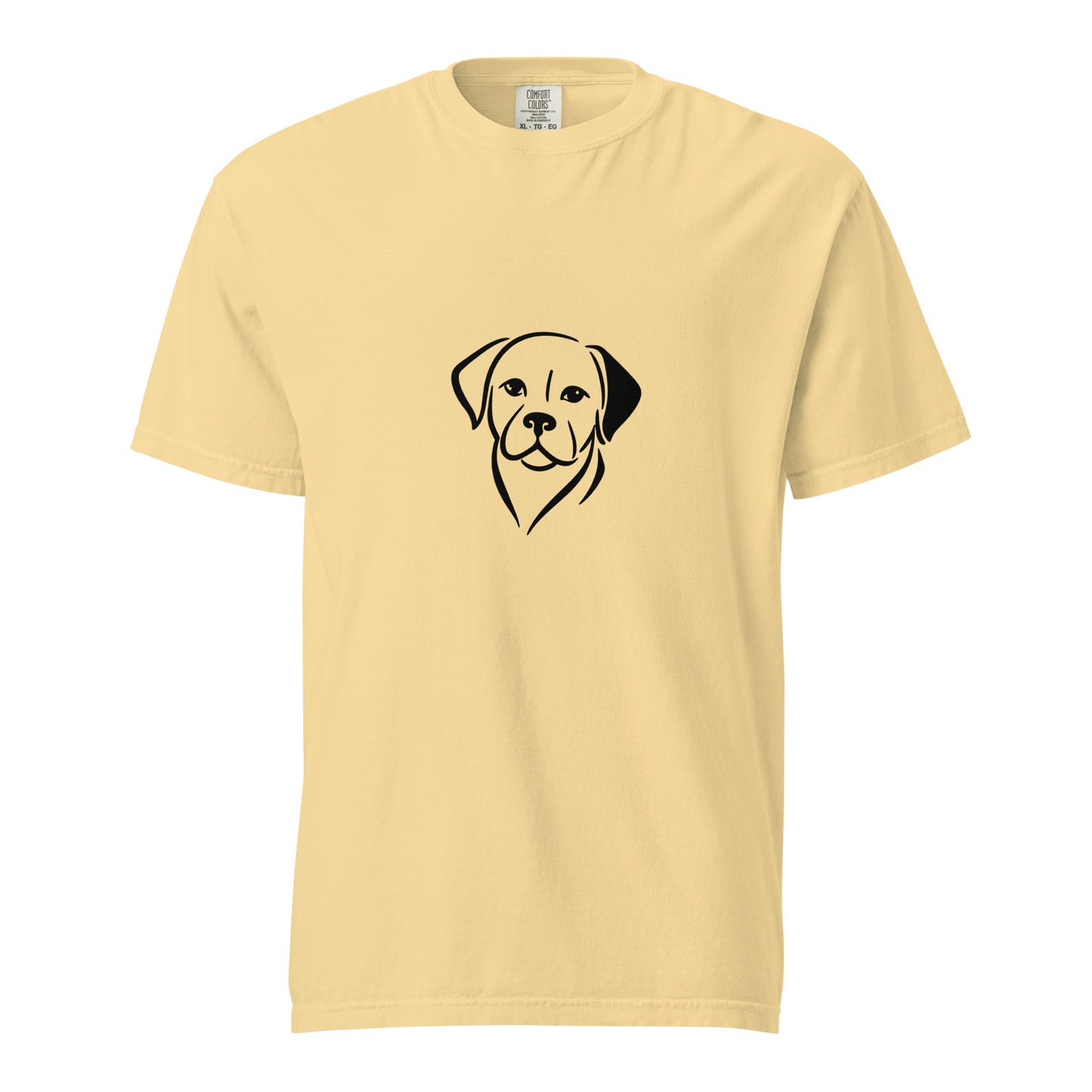 Unisex Labrador Retriever graphic heavyweight garment-dyed T-shirt in butter color, casual style by wayward.biz
