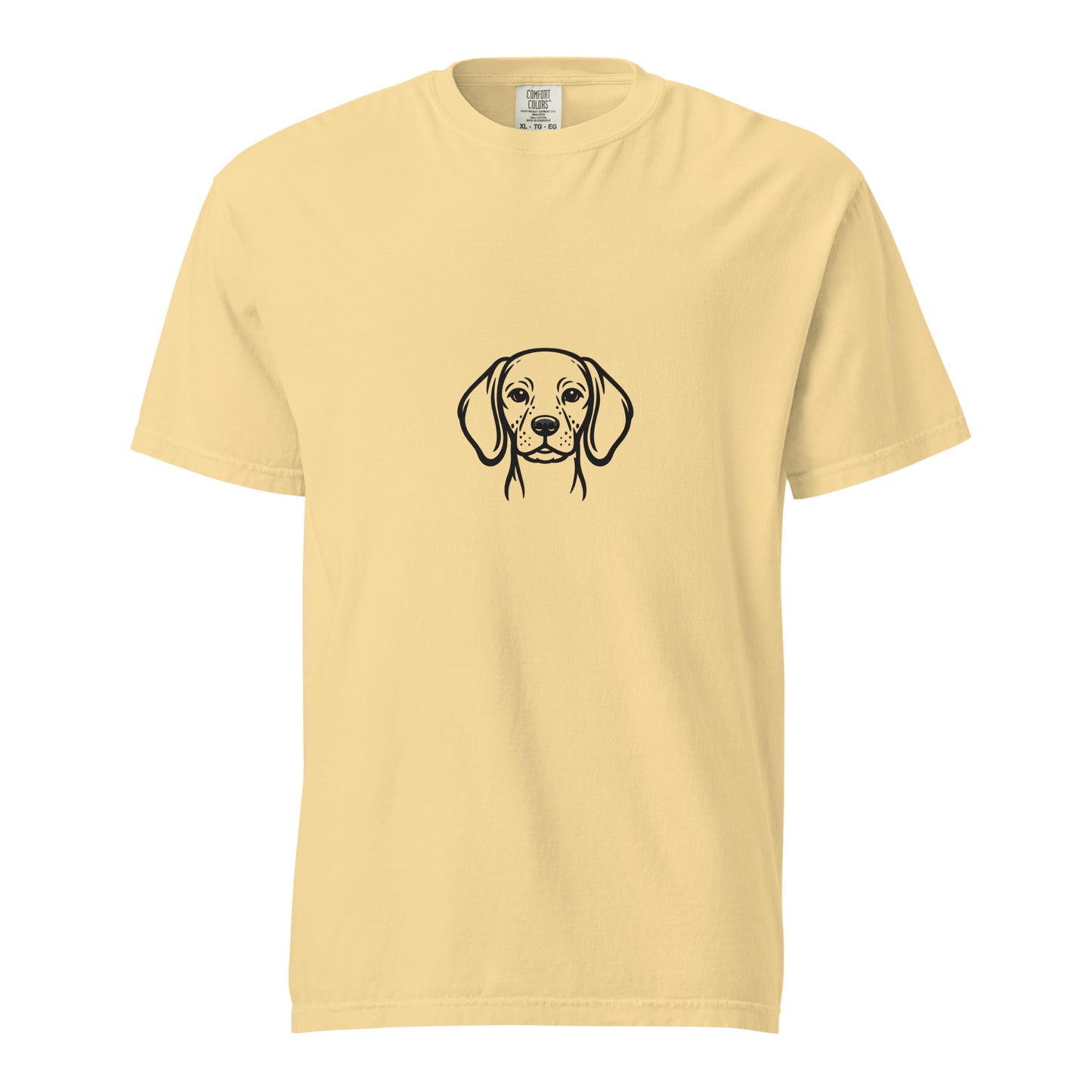 Unisex German Shorthaired Pointer graphic T-shirt in garment-dyed heavyweight cotton, beige color, front view.