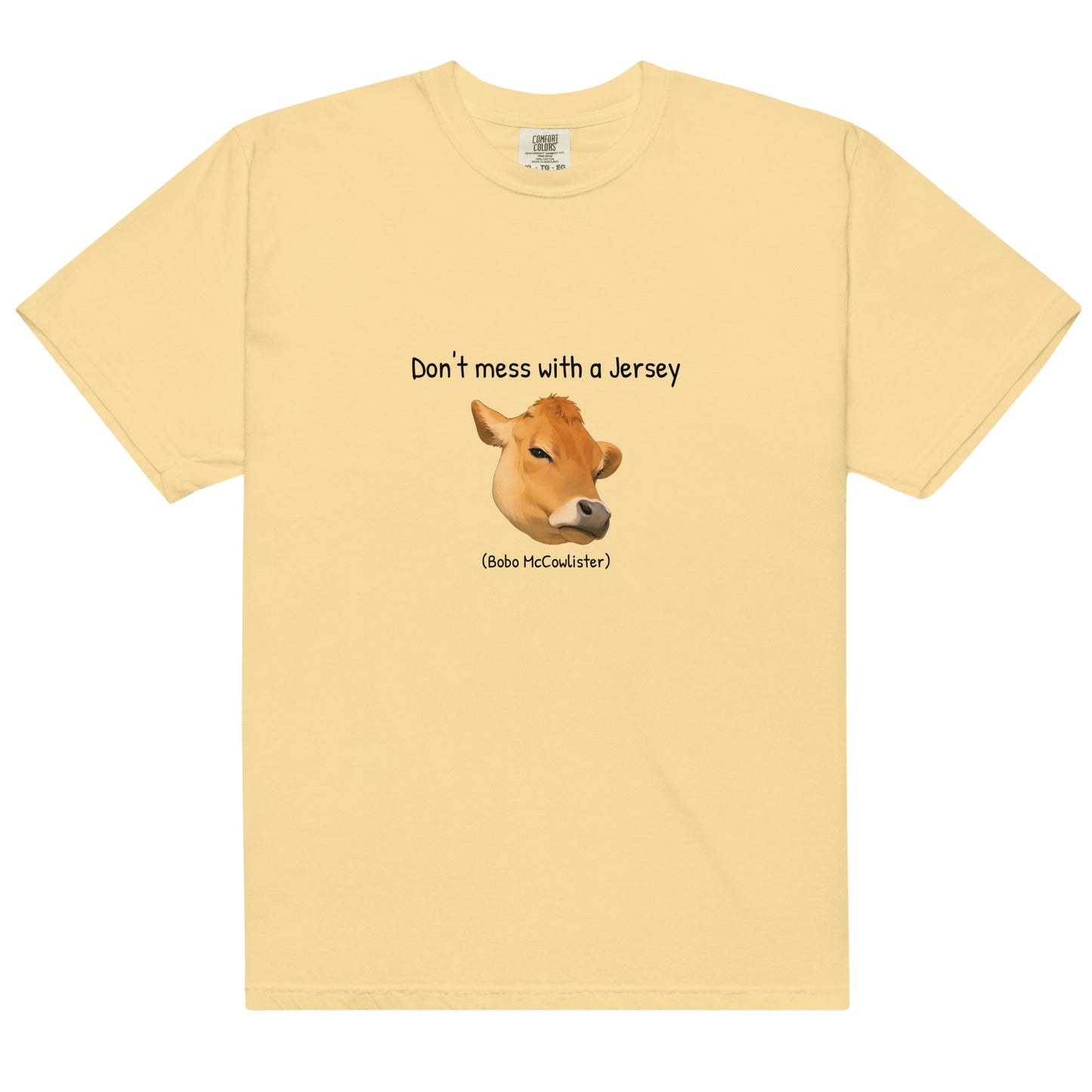 Unisex heavyweight garment-dyed T-shirt in butter color from wayward.biz, featuring a soft, durable fabric and classic fit.