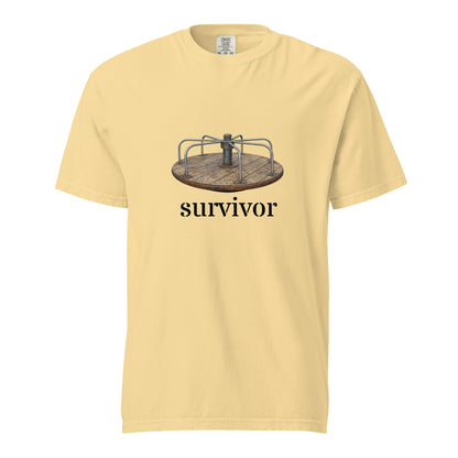 Unisex garment-dyed heavyweight T-shirt from Wayward.biz with a butter-colored front, casual style, and comfortable fit.