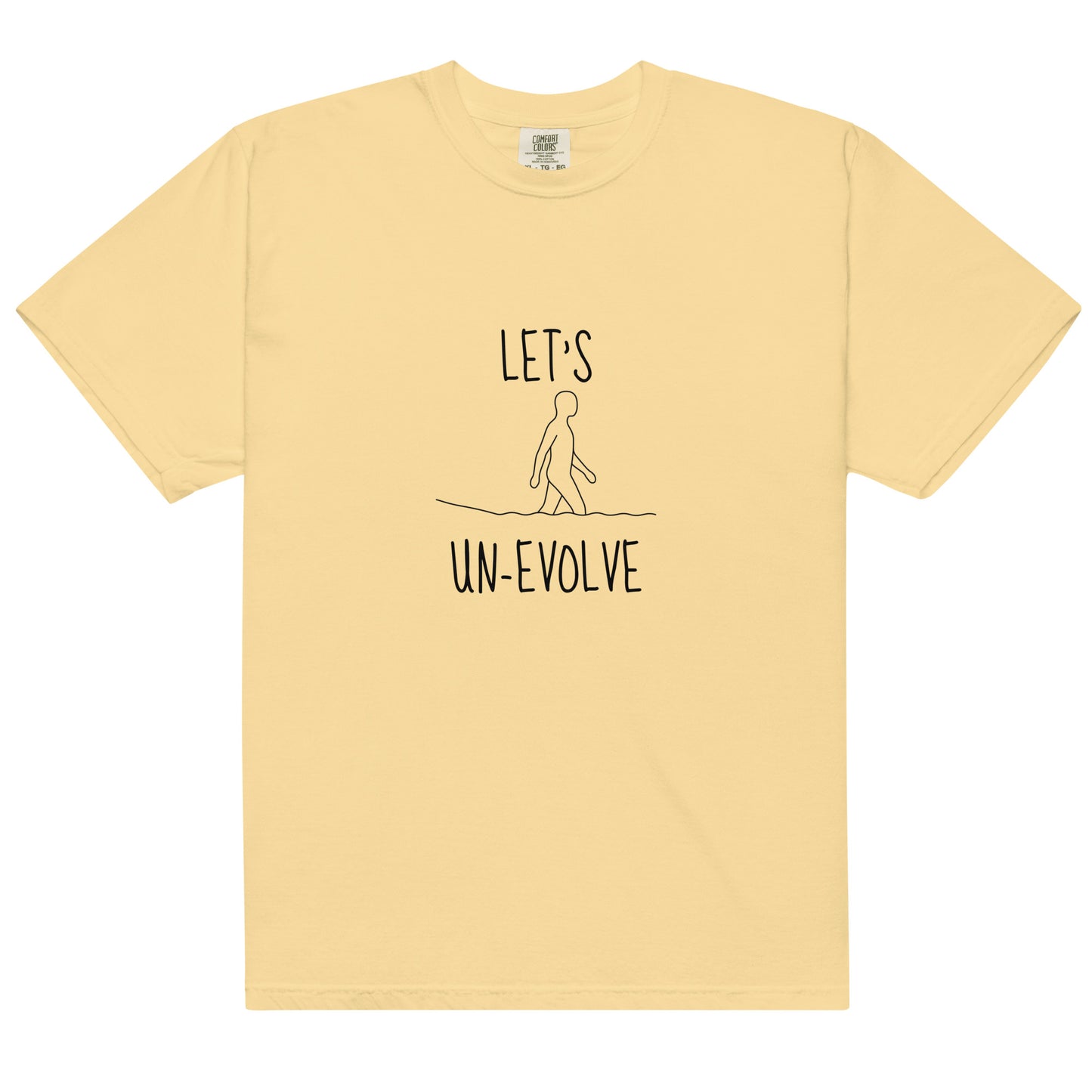 Unisex garment-dyed heavyweight Wayward.biz T-shirt in butter color, front view showing soft, durable fabric and casual fit.