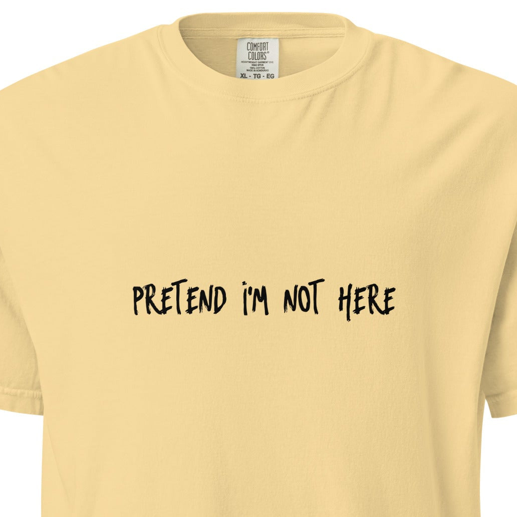 Unisex garment-dyed heavyweight T-shirt by wayward.biz in butter color, front view showing soft fabric and relaxed fit.